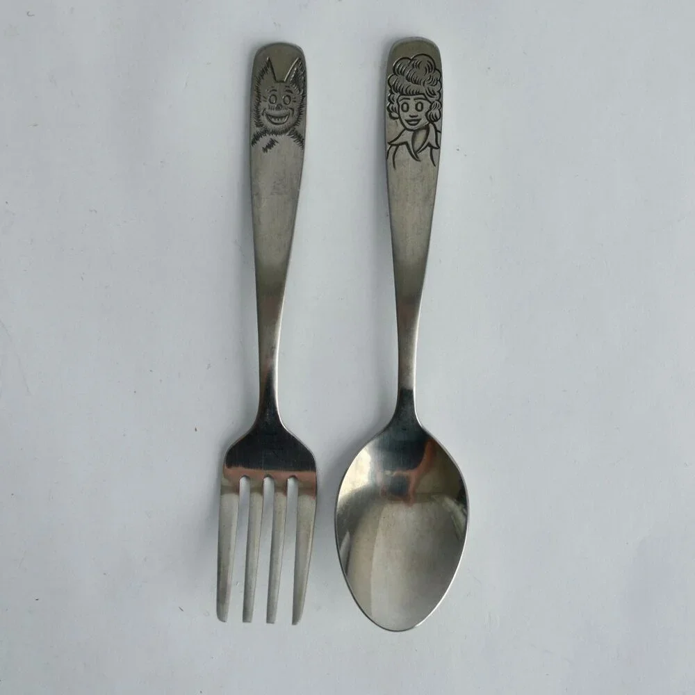 Annie Child's Fork & Spoon Set Stainless by Bonny Korea Chicago Tribune 1978